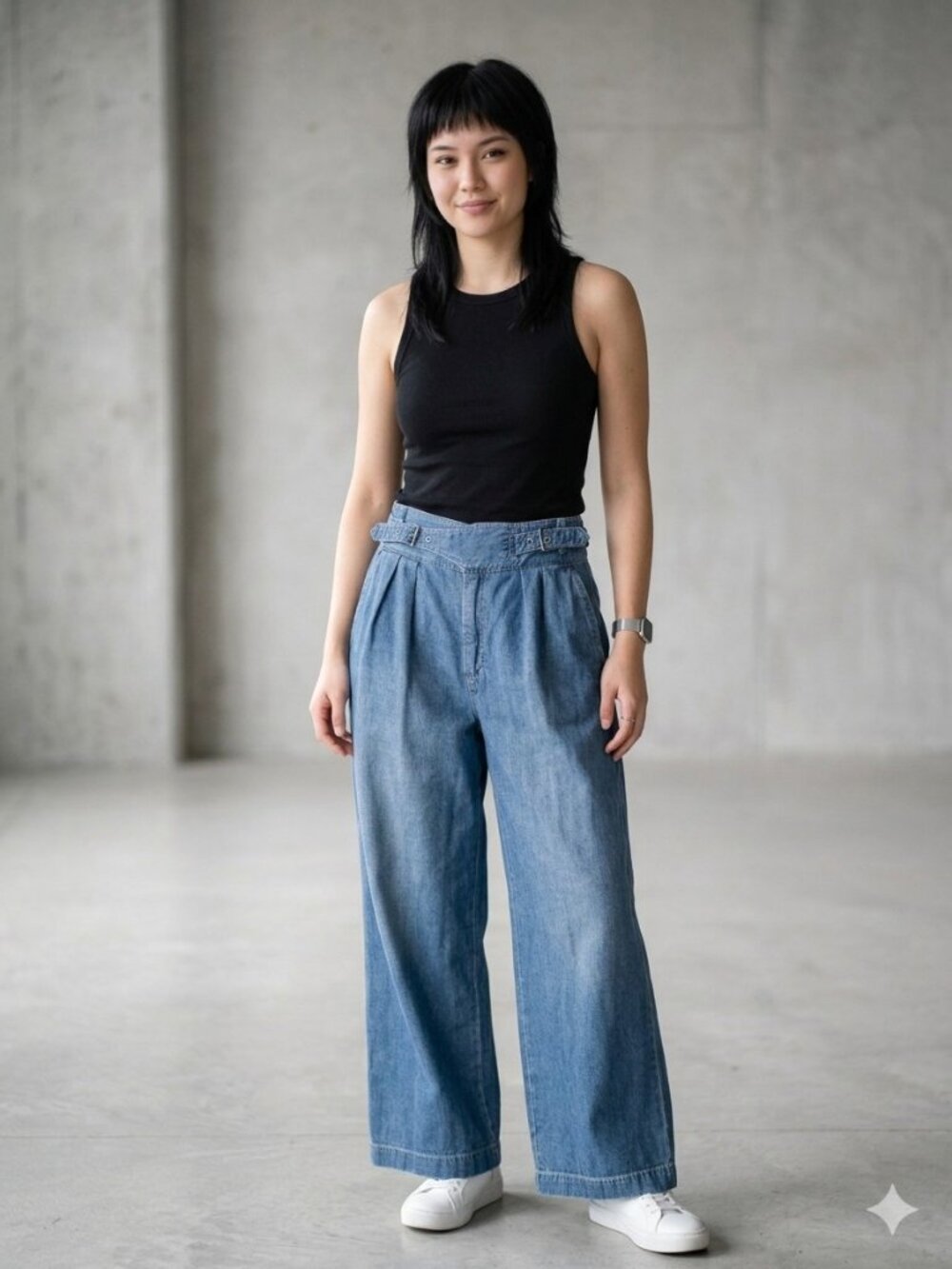 Lauren Ralph Lauren Denim Trouser Pants Womens 8 High Rise Pleated Wide Leg Crop